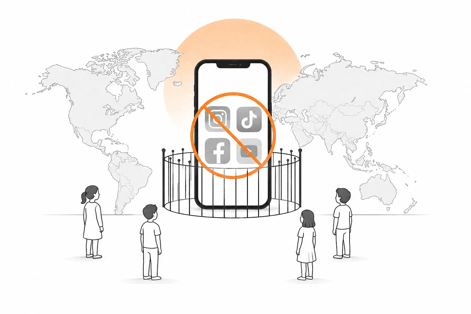 image symbolizing social media bans across the world